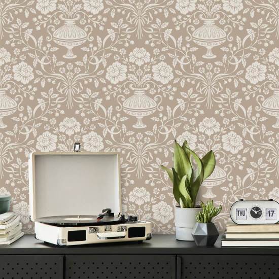 Ribbon Damask Mokka Damask Baggrund