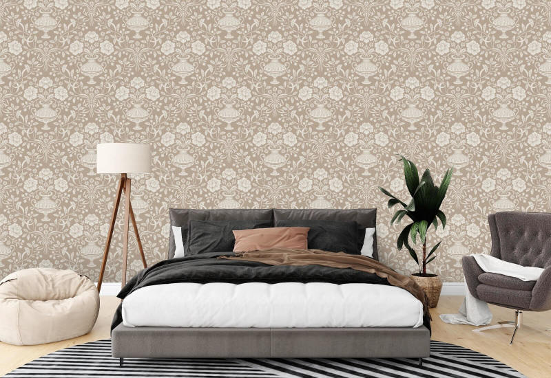 Ribbon Damask Mocha Fondo de pantalla de damasco