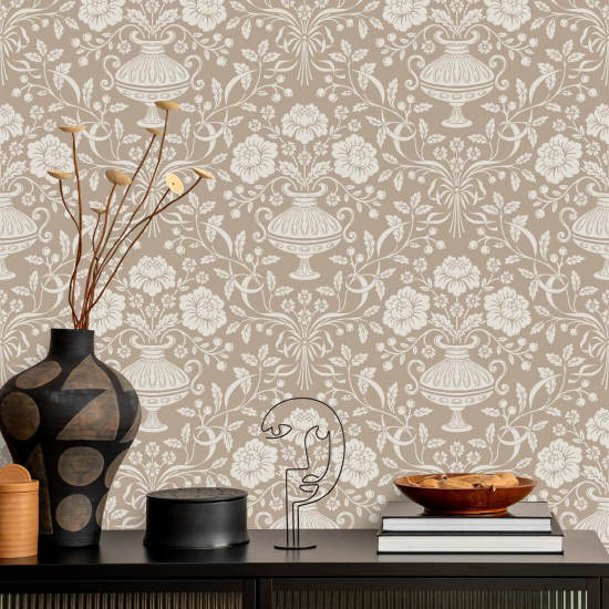 Ribbon Damask Mocha Damask Bakgrunn