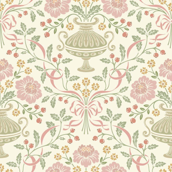 Ribbon Damask Violet Båndbakgrunn