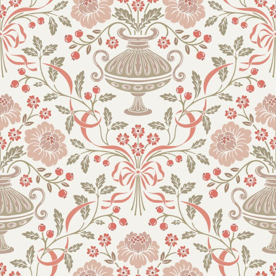 Fita Damask Red Berry Papel de parede de fita