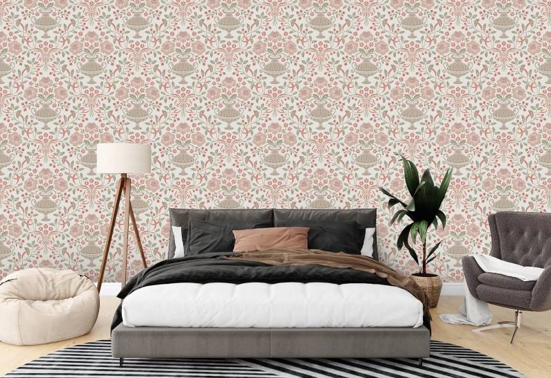Ribbon Damask Red Berry Ribbon Bakgrund
