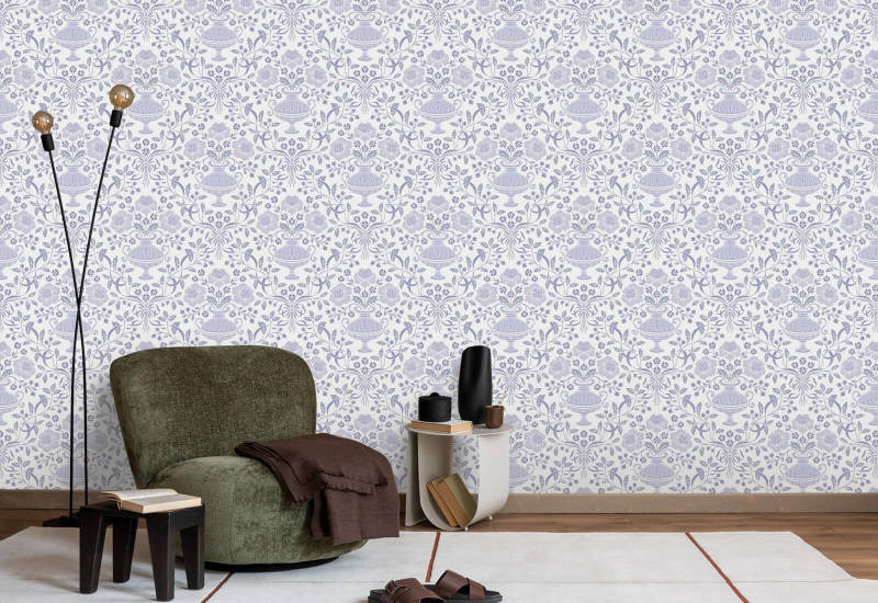 Ribbon Damask Winter Carta da parati damascata