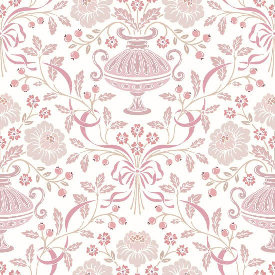Ribbon Damask Pflaume Blumentapete
