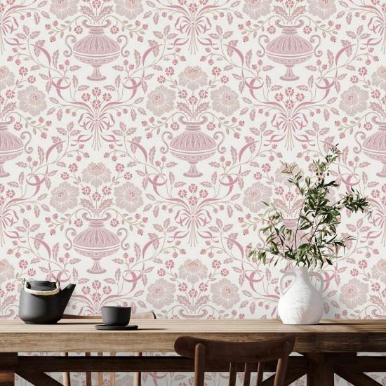 Ribbon Damask Plum Blomsterbakgrunn