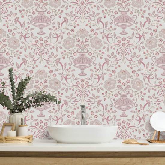 Lint Damask Plum Bloemenbehang