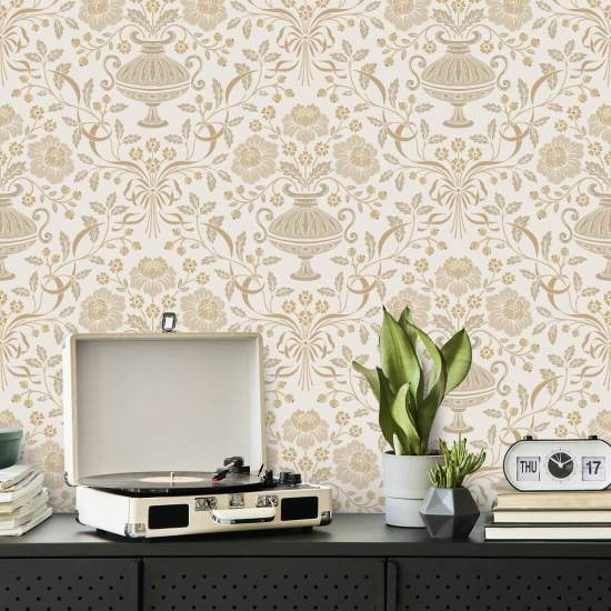 Bånd Damask Oker Blomstertapet
