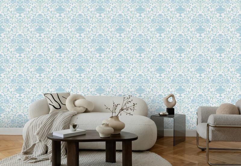 Ribbon Damask City Ribbon Wallpaper