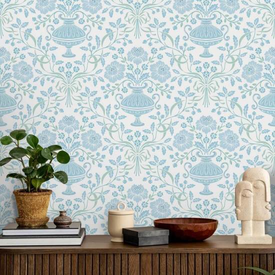 Ribbon Damask City Ribbon Wallpaper