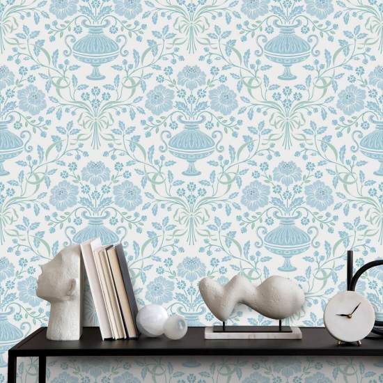 Ribbon Damask City Ribbon Wallpaper