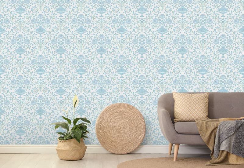 Ribbon Damask City Papel de parede de fita