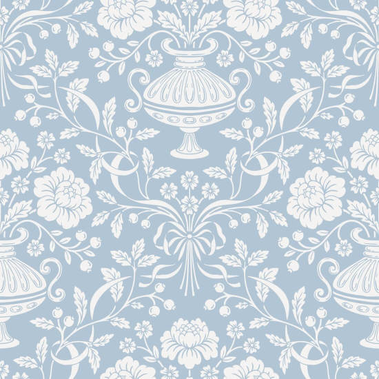 Fita Damask Aqua Papel de parede de damasco