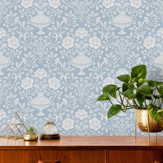 Bånd Damask Aqua Damask Bakgrunn