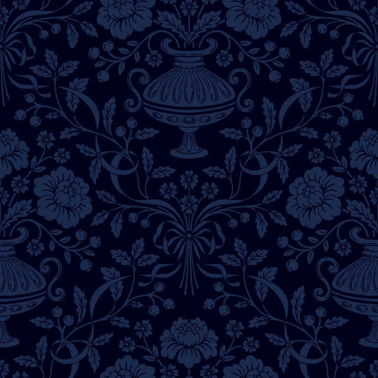 Bånd Damask Midnight Blue Båndbakgrunn