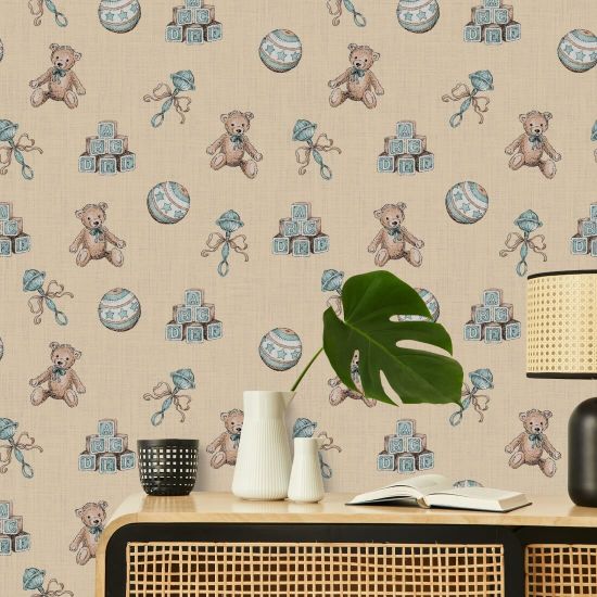 Vintage legetøj Mokka Børnehave tapet