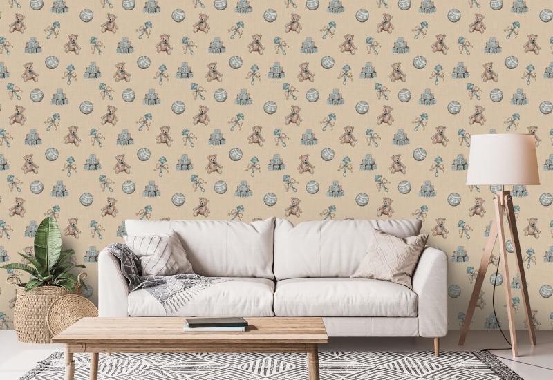 Vintage Toys Mokka Kinderkamerbehang