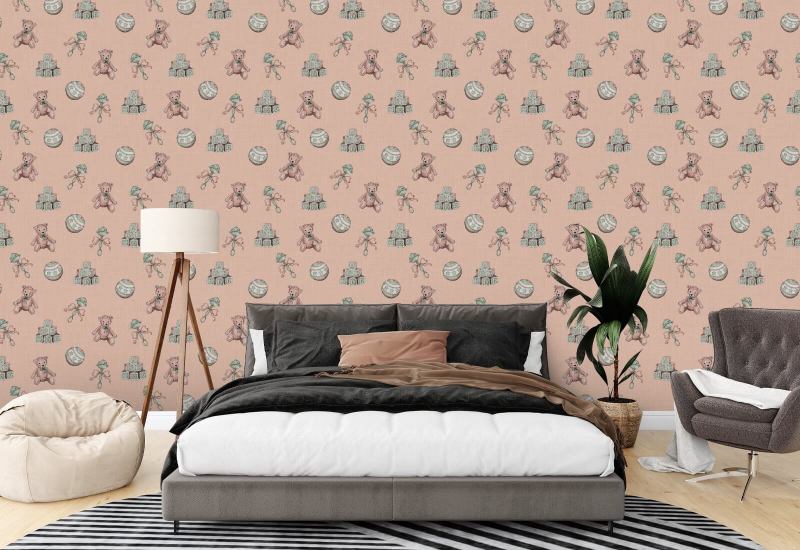 Brinquedos vintage Blossom papel de parede para bebês
