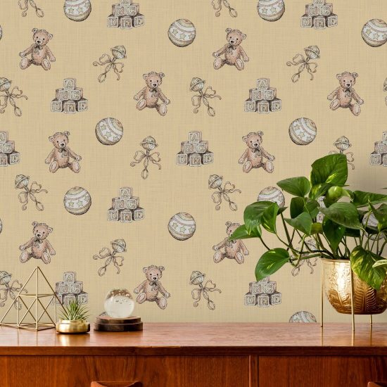 Brinquedos vintage bege Papel de parede de creche