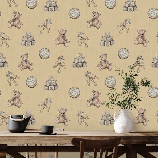 Brinquedos vintage bege Papel de parede de creche