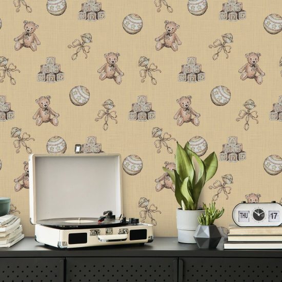 Brinquedos vintage bege Papel de parede de creche