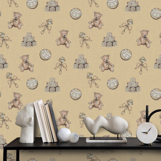 Vintage Toys Beige Kinderkamerbehang
