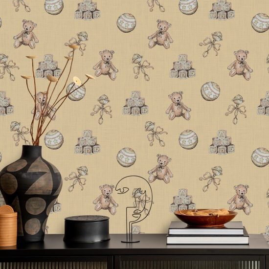 Vintage Toys Beige Kinderkamerbehang