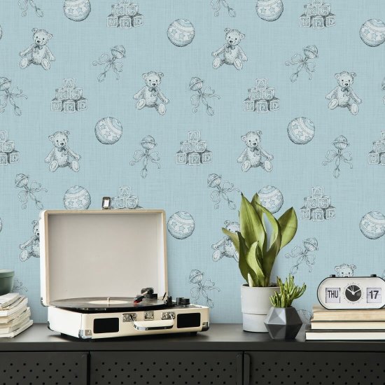 Giocattoli vintage blu Carta da parati per bambini