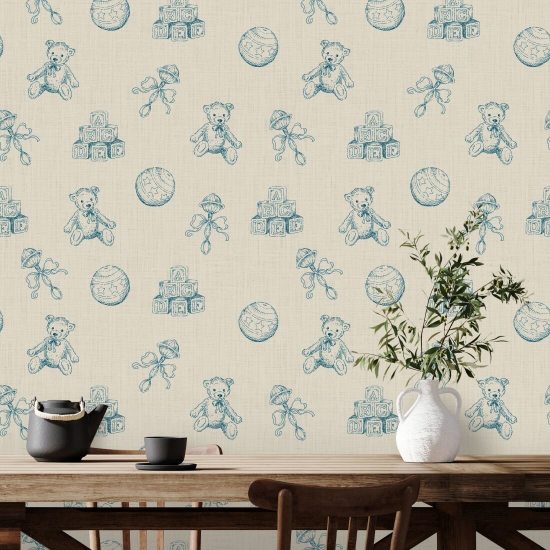 Vintage Toys Bleistift Kinderzimmer-Tapete