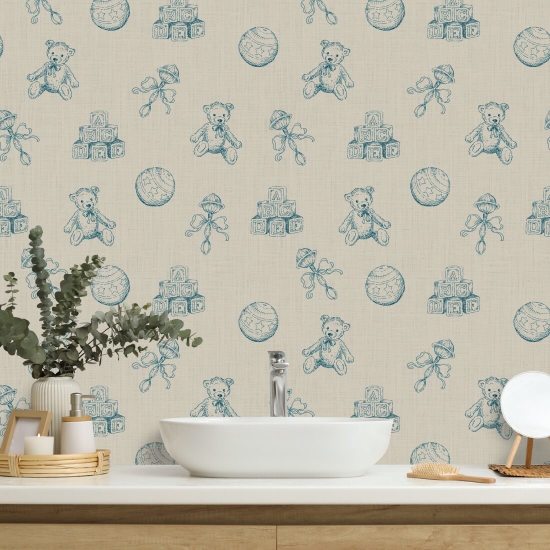 Jouets vintage roses Papier peint pour pépinière