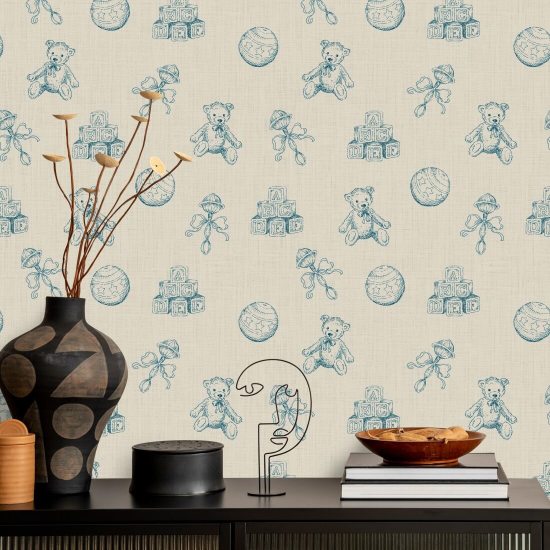 Vintage Toys Potlood Kinderkamerbehang
