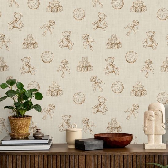 Vintage-Spielzeug Sepia Baby-Tapete