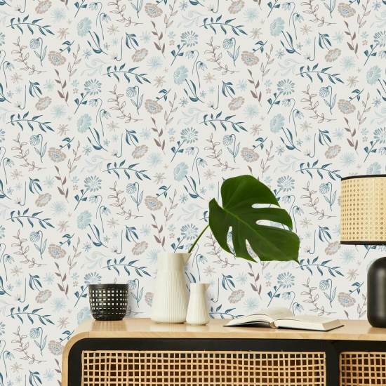 Allover Chrysanthemum Winter Floral Wallpaper