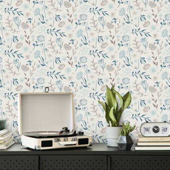 Invierno de crisantemos en todo el mundo Papel pintado floral