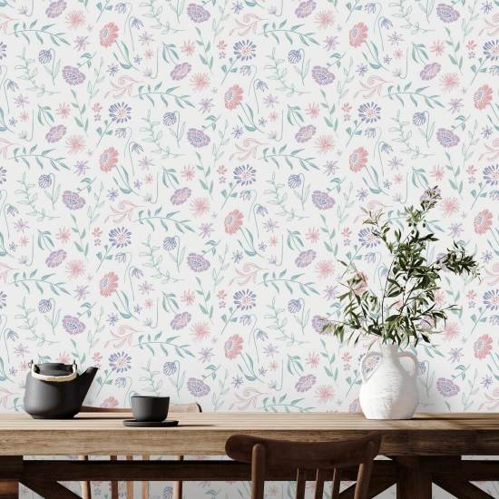 Allover Chrysanthemum Summer Floral Wallpaper