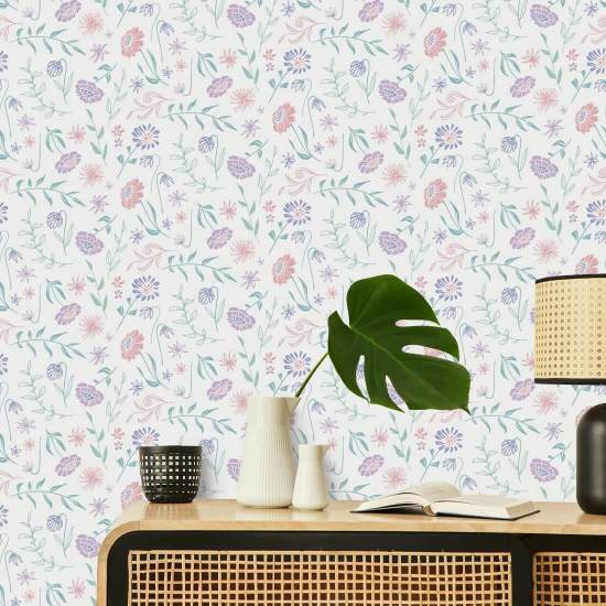 Todo o verão de crisântemo Papel de parede floral