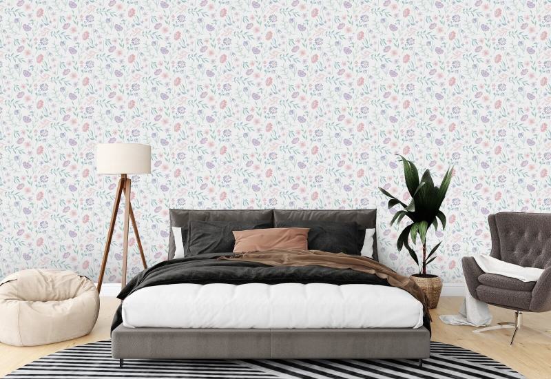 Allover Chrysanthemum Summer Carta da parati floreale