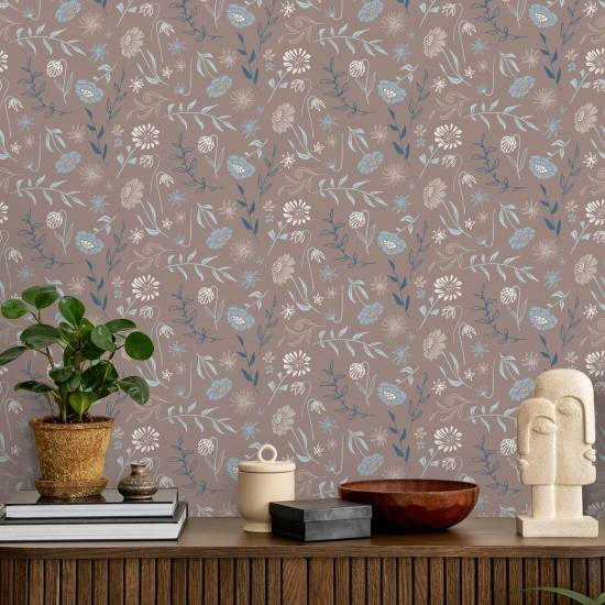 Todo o outono de crisântemo Papel de parede floral