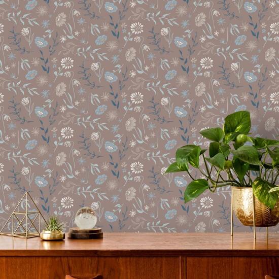 Otoño de crisantemos en todo el mundo Papel pintado floral