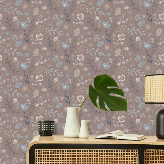 Otoño de crisantemos en todo el mundo Papel pintado floral
