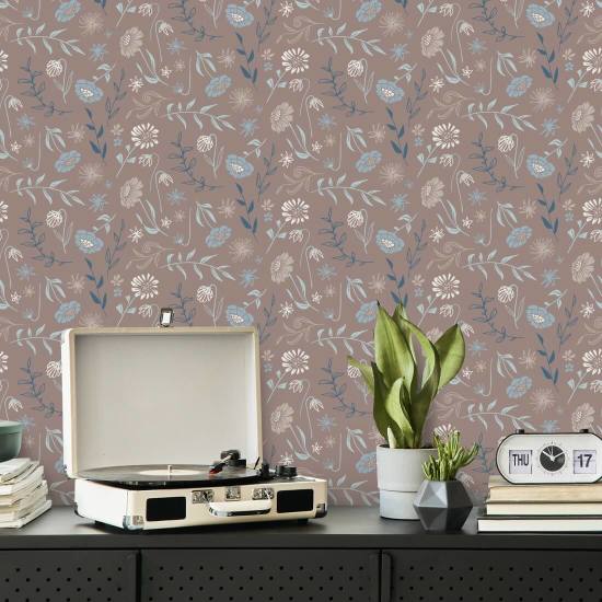 Allover Chrysanthemum Autumn Bloemenbehang