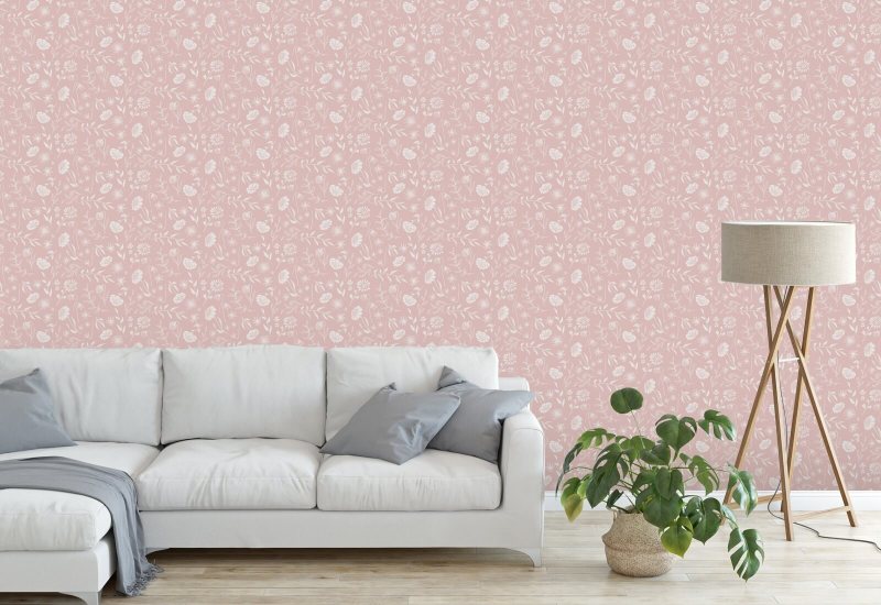 Rose chrysanthème Allover Papier peint floral