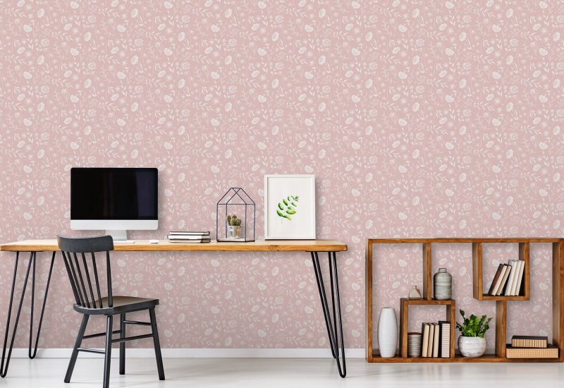 Allover Chrysanthemum Pink Blomstertapet