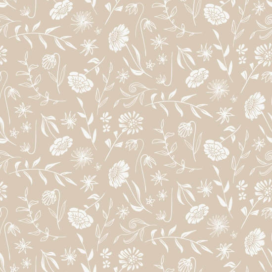 Allover Chrysanthemum Brown Chrysanthemum-behang