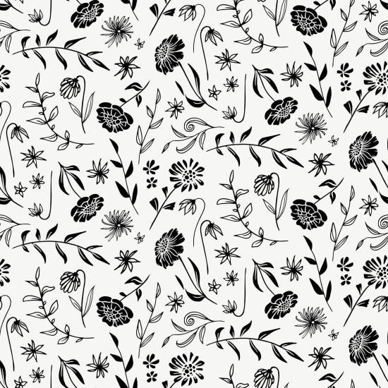 Allover Chrysanthemum Ivoor Bloemenbehang