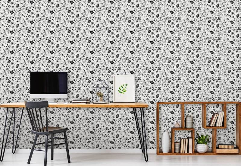 Allover Chrysanthemum Ivory Floral Wallpaper