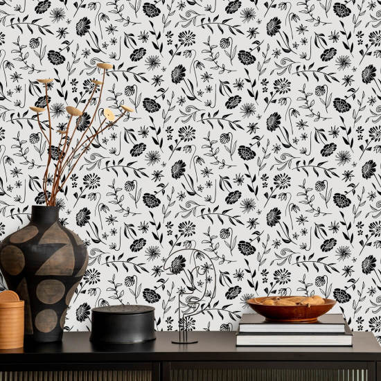 Allover Chrysanthemum Elfenben Blommig tapet