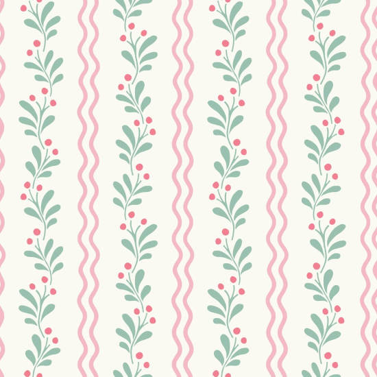 Berry Sprig Blossom Carta da parati botanica