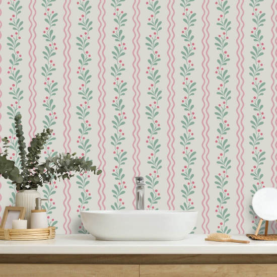 Berry Spring Blossom Papel de parede botânico