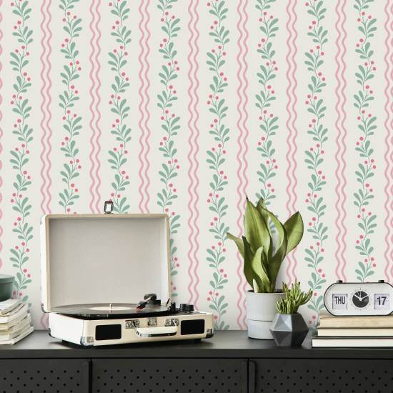 Berry Spring Blossom Papel de parede botânico