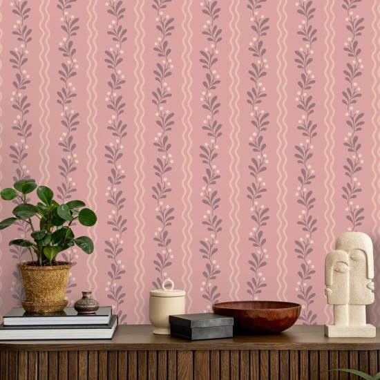 Pradera de Berry Spring Papel pintado floral